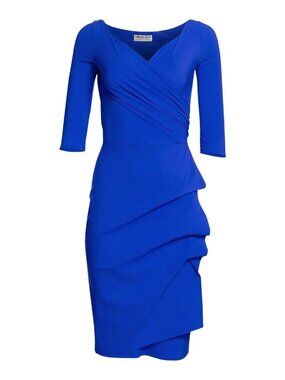 Chiara Boni La Petite Robe Royal Blue Wrap Midi Dress L
